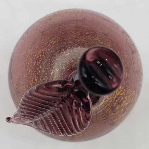 Murano Vintage Small Amethyst Gold Aventurine Hand Blown Art Glass Pear - Picture 7 of 9